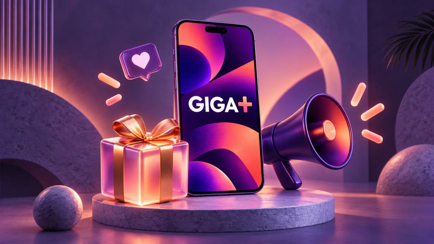 GIGA+ — illustration : publicité mobile et récompenses