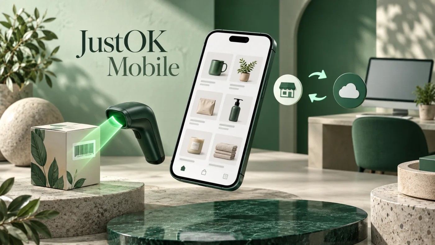 JustOK Mobile — illustration : gestion de stock mobile et synchronisation