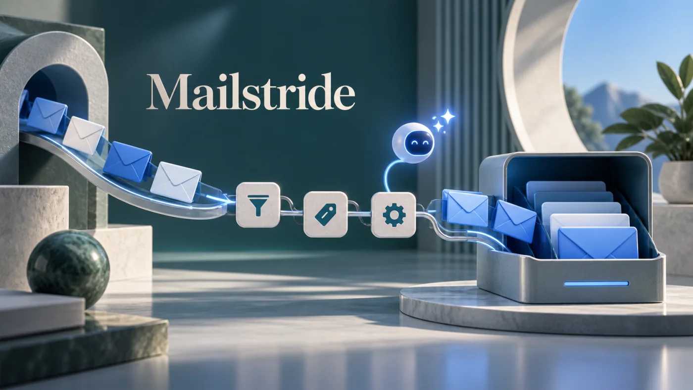 Mailstride — illustration : organisation des e-mails et automatisation