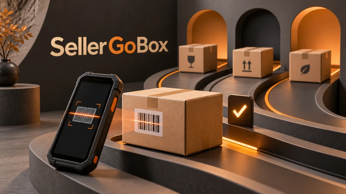 SellerGoBox — illustration : scan, tri et suivi des colis